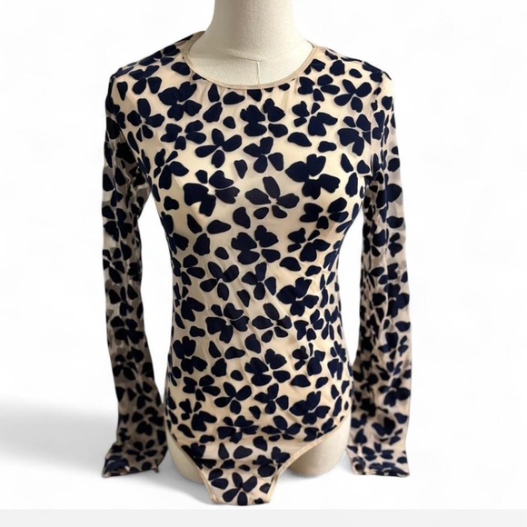Victoria's Secret Whimsey Goth Sheer bodysuit Velvet Flower Pattern -Medium - Picture 2 of 5
